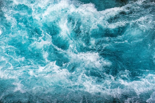 Preview: Natural texture crystal blue water rapids sea with air bubbles flowing motion