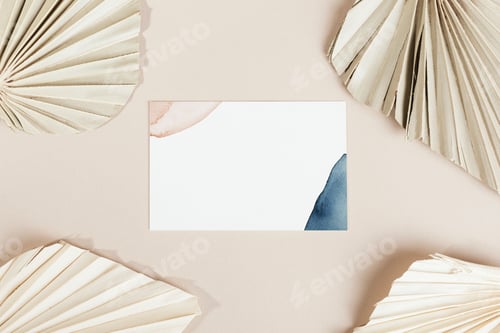 Preview: Business cards with dried palm leaves mockup