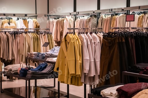 Preview: Sale of clothes in a shopping center.