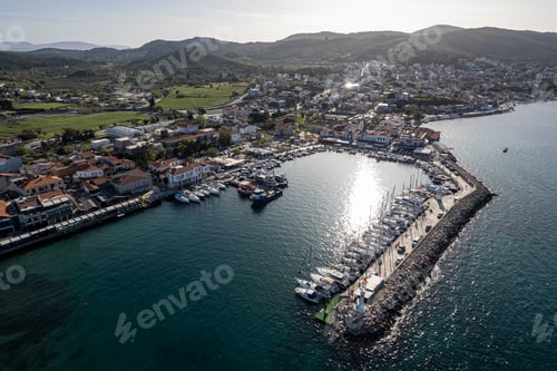 Preview: Aerial drone view of Urla district of Izmir, Turkey's third largest city. Iskele - Urla - Turkey