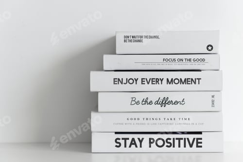 Preview: Books stack on white background