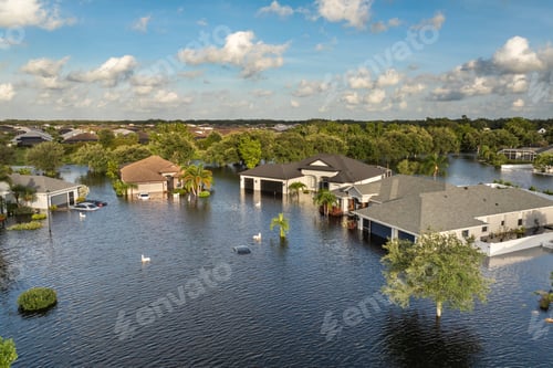 Preview: Flooded residential area with underwater cars
