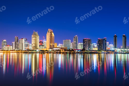 Preview: San Diego, California, USA Downtown City Skyline at Dusk