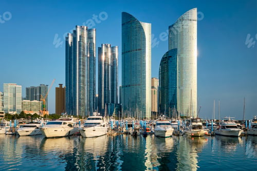 Preview: Busan marina with yachts on sunset, South Korea