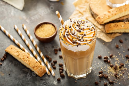 Preview: Iced caramel latte coffee in a tall glass