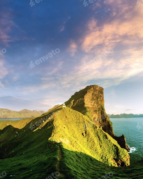Preview: Incredible sunset landscape with Kallur lighthouse
