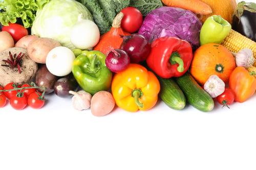 Preview: Composition with fresh vegetables isolated on white background