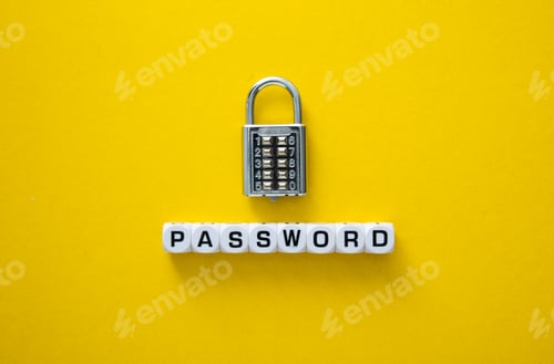 Preview: Password word on yellow background
