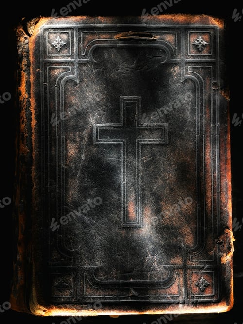 Preview: old Bible book with cross