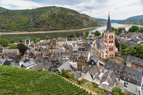 Preview: View of Bacharach, a charming town and popular tourist destination along Rhine River, Germany