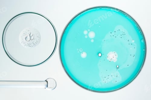 Preview: Science background experiment wallpaper, petri dishes flat lay
