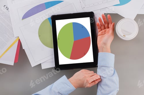 Preview: Businesswoman analyzing market trend and investments profit.