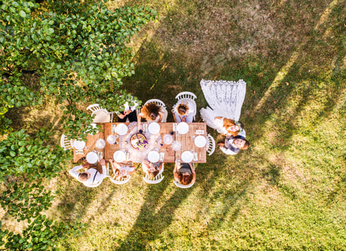 Preview: Wedding reception outside in the backyard.