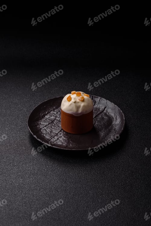 Preview: Easter sweet cake covered with icing with fruit and candied fruits