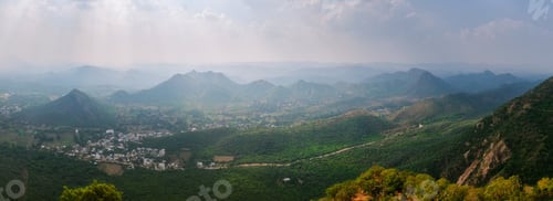 Preview: Panorama of Udaipur hills. Udaipur, Rajasthan, India