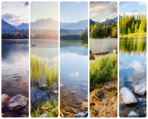 Preview: Creative collage majestic mountains and lakes in the High Tatras