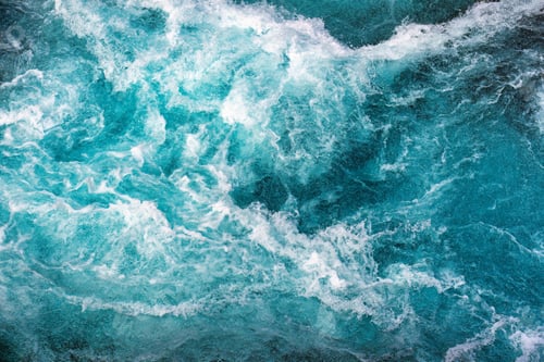 Preview: Natural texture crystal blue water rapids sea with air bubbles flowing motion