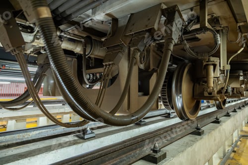 Preview: Railway system maintenance center Train parts and track systems in a train depot