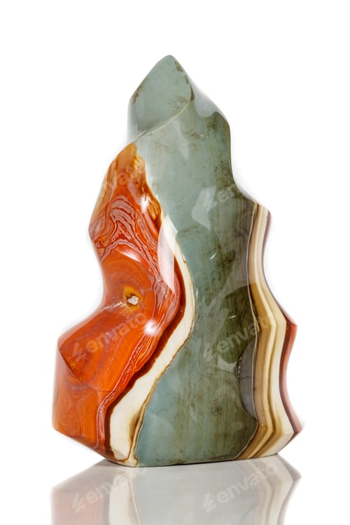 Preview: Macro mineral stone jasper patterned on a white background