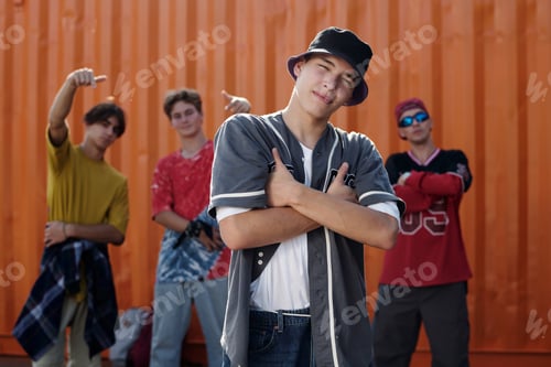 Preview: Posing with Friends in Front of Orange Wall