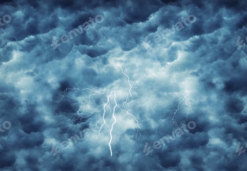 Preview: lightning in dark cloudy sky