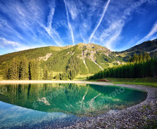 Preview: Idyllic summer landscape with mountain lake in the Alps