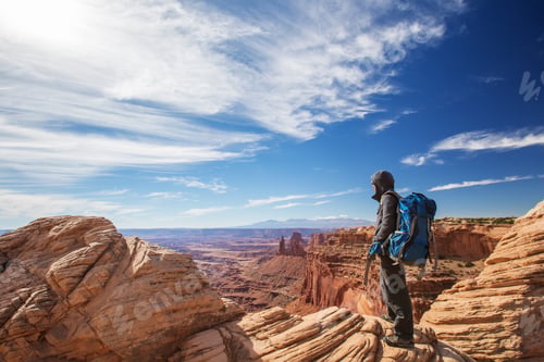 Preview: Hiker In Canyonlands National Park In Utah, Usa