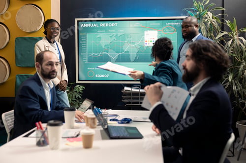Preview: Staff members reviewing trends making decisions to corelate with business goals