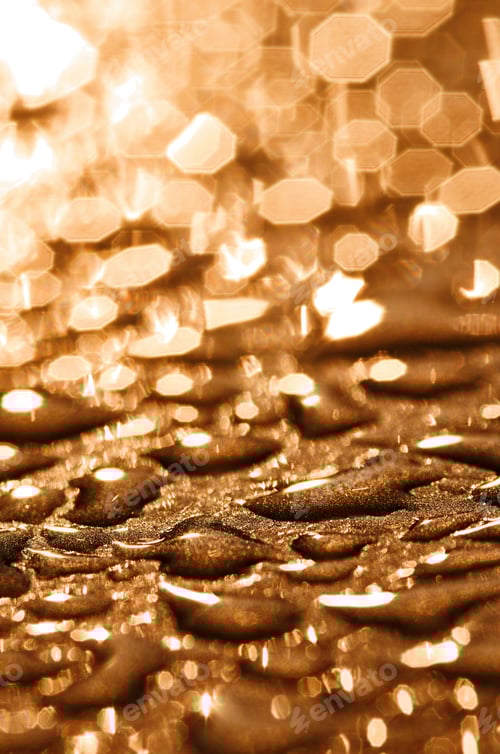 Preview: Light reflection with water drops on the wet surface after the rain