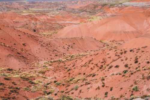 Preview: Elevated view of the Painted Desert rock formations in the Petrified Forest National Park