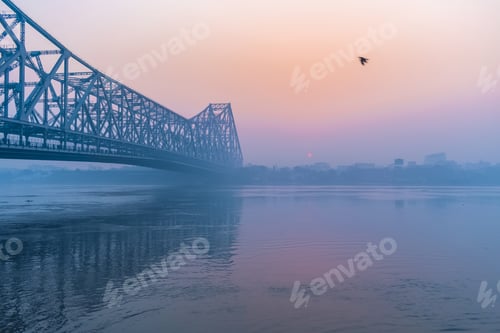 Preview: View of a bridge near the Millennium Park at the sunset in Kolkata, India