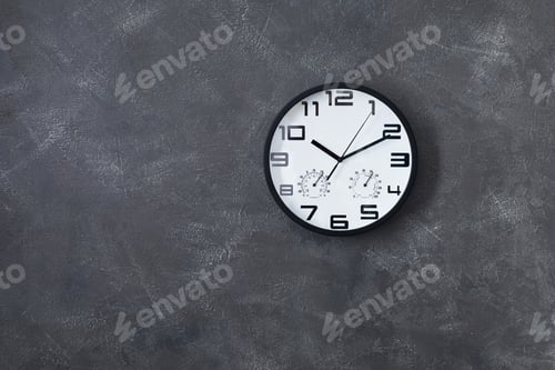 Preview: wall clock at concrete or painted background