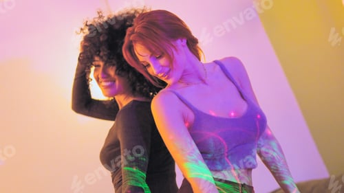 Preview: Sensual dance of friends in a home party at night