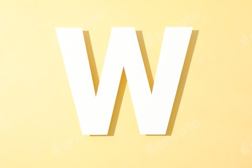 Preview: White letter W on color background, space for text