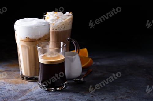 Preview: Coffee latte, black espresso and viennese coffee