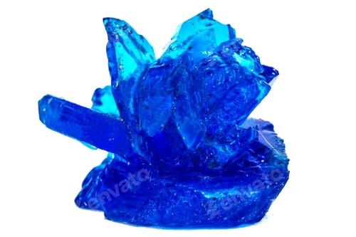 Preview: Blue crystals of vitriol, Copper sulfate, isolated on white back