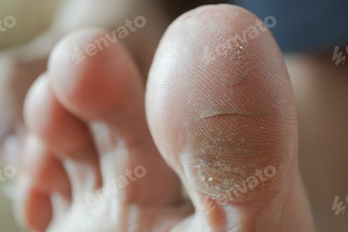 Preview: close up of young men dry feet on bed ,