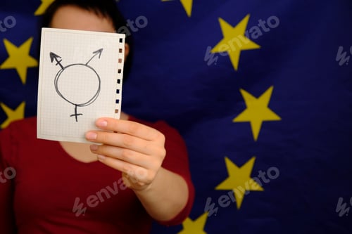 Preview: Transgender symbol on a black background close-up