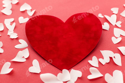 Preview: Happy Valentine's Day! Stylish valentine hearts composition on red background. Love