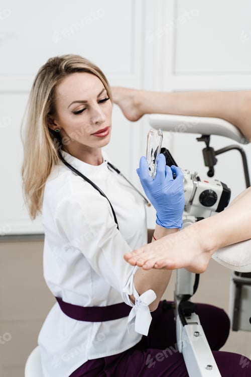 Preview: Colposcopy examination performed by gynecologist in clinic