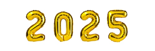 Preview: New Year 2025 celebration Golden Yellow foil color balloons 2025 balloons. Isolated white background