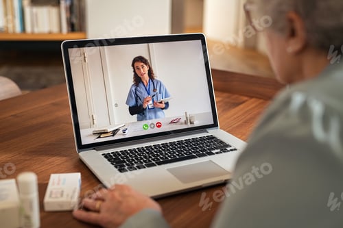 Senior Woman Using Telemedicine at Home