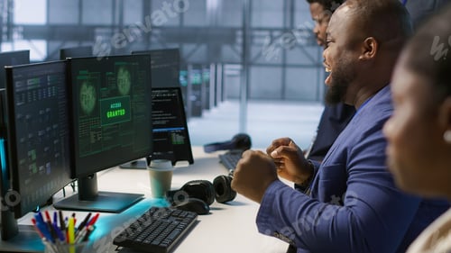 Preview: Team of IT experts receives access granted while reconfiguring server hub