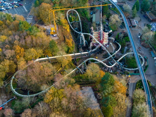 Preview: Drone view of the Nemesis inverted roller coaster being removed from the Alton Towers theme park