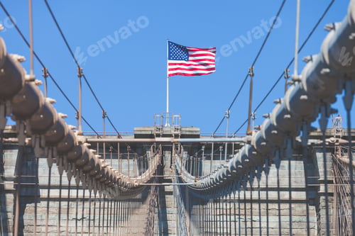 Preview: United States Flag at top of Brooklyn Bridge