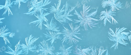 Preview: Macro shot of snowflakes on blue background