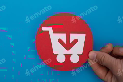 Preview: Person's hand holding a shopping cart icon