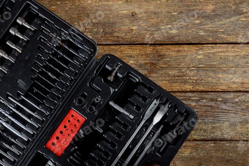 Preview: Toolset tool box of hand tools with old and dirty