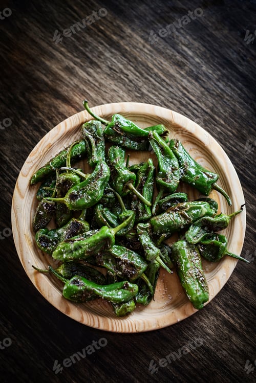 Preview: pimientos padron grilled green peppers spanish tapas snack