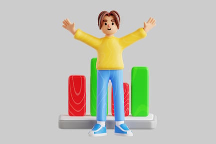 Preview: Cartoon man with bar chart